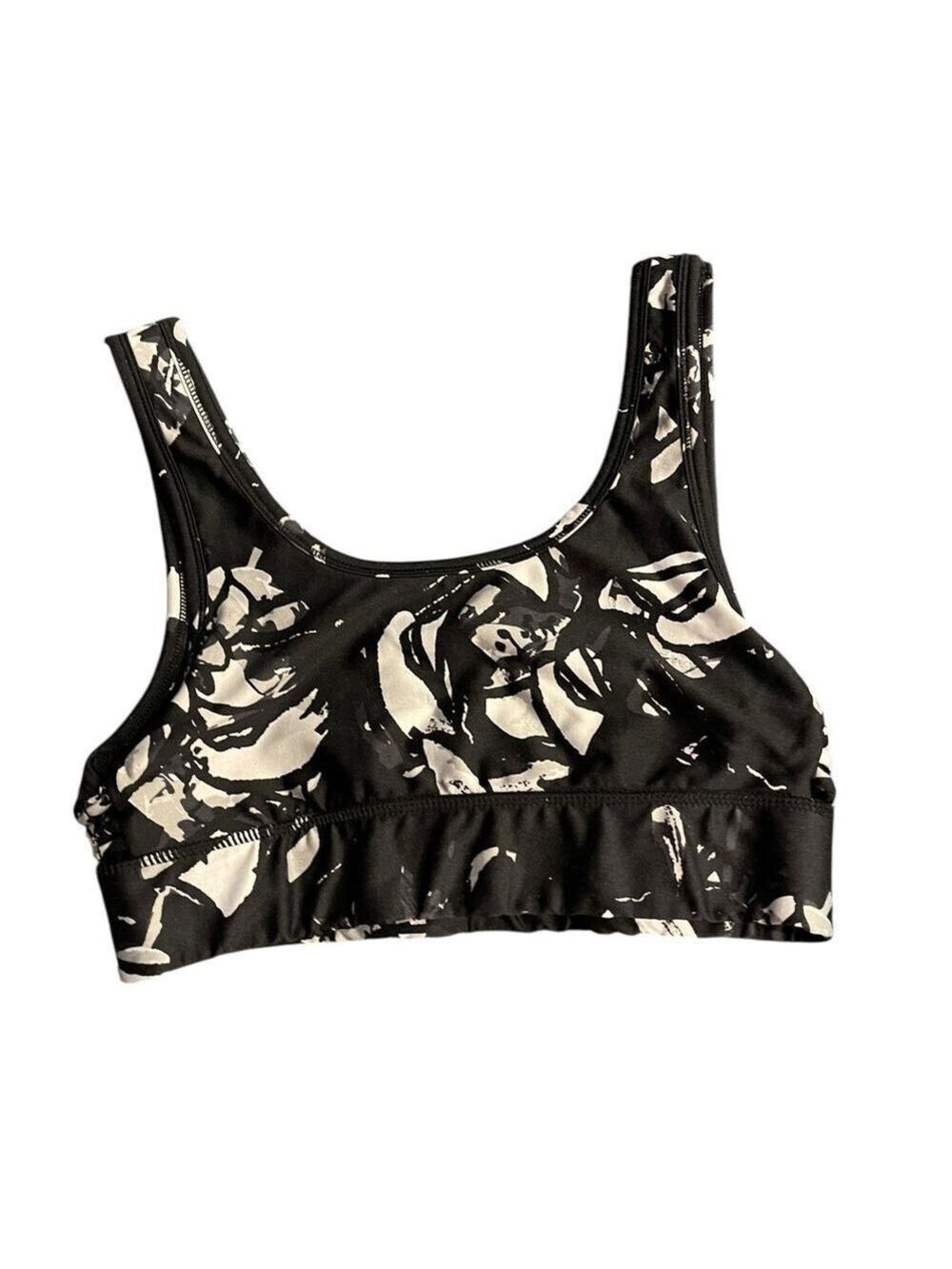 Cotton On Body Women’s Black Silver Print Workout Sports Bra Top Size: Small